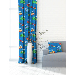 Blackout závěsy Mašinka modrá 145x215 pouze obšité