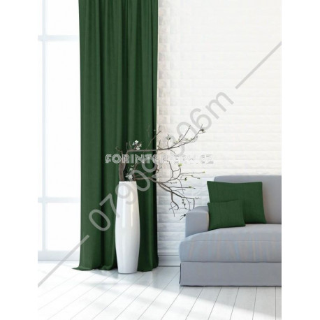 Závěsy dekorační do okna Melír tmavě zelený 145 x 150 včetně řasící stuhy