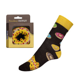 Ponožky Donut v dárkové balení černá, žlutá