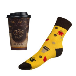Ponožky Káva v dárkovém balení hnědá,žlutá