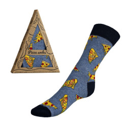 Ponožky Pizza dárkové balení modrá, žlutá