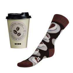 Ponožky Káva set v dárkovém balení hnědá, béžová, bílá
