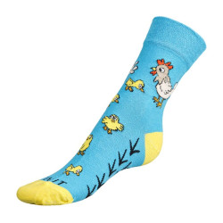 Ponožky Slepičky modrá, žlutá