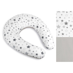 Povlak na kojicí polštář na zip hvězdy - šedá, bílá