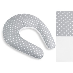 Povlak na kojicí polštář na zip puntík - šedá, bílá