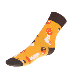 Ponožky Houby oranžová, hnědá, bílá